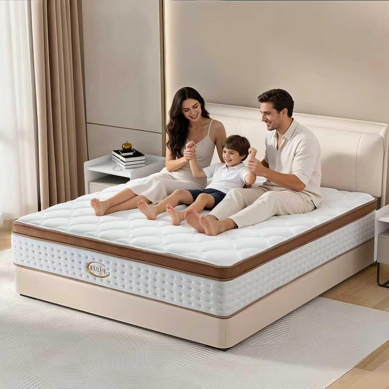 King Size Mattress 14 Inch, Hybrid Memory Foam Mattress in a Box，Medium Firm with Zoned Pocket Coils Support and Motion Isolation Design,CertiPUR-US Certified,80*76