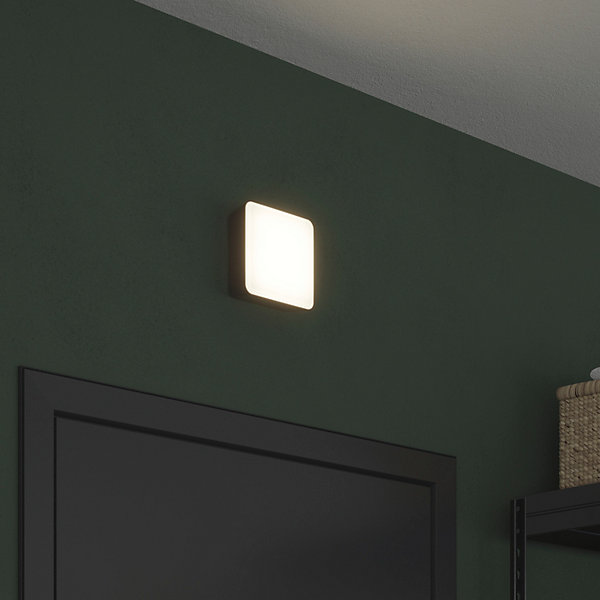 Hublot Moresby LED intégrée blanc neutre IP44 1000lm 16W L.15xl.15cm carré noir GoodHome
