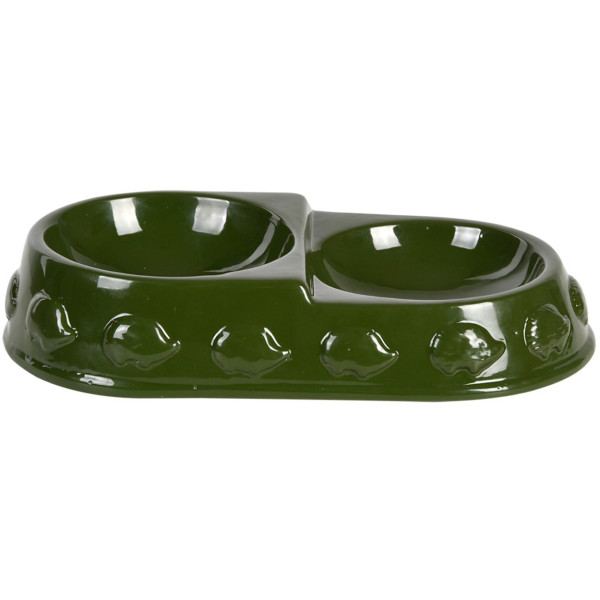 Miska dla jeża zielona 21x12x4 cm podwójna na pokarm