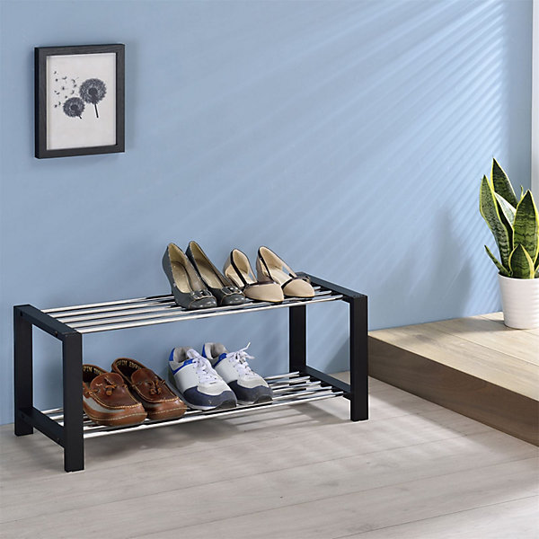 Etagère à chaussures ARINA, 2 tablettes, noir