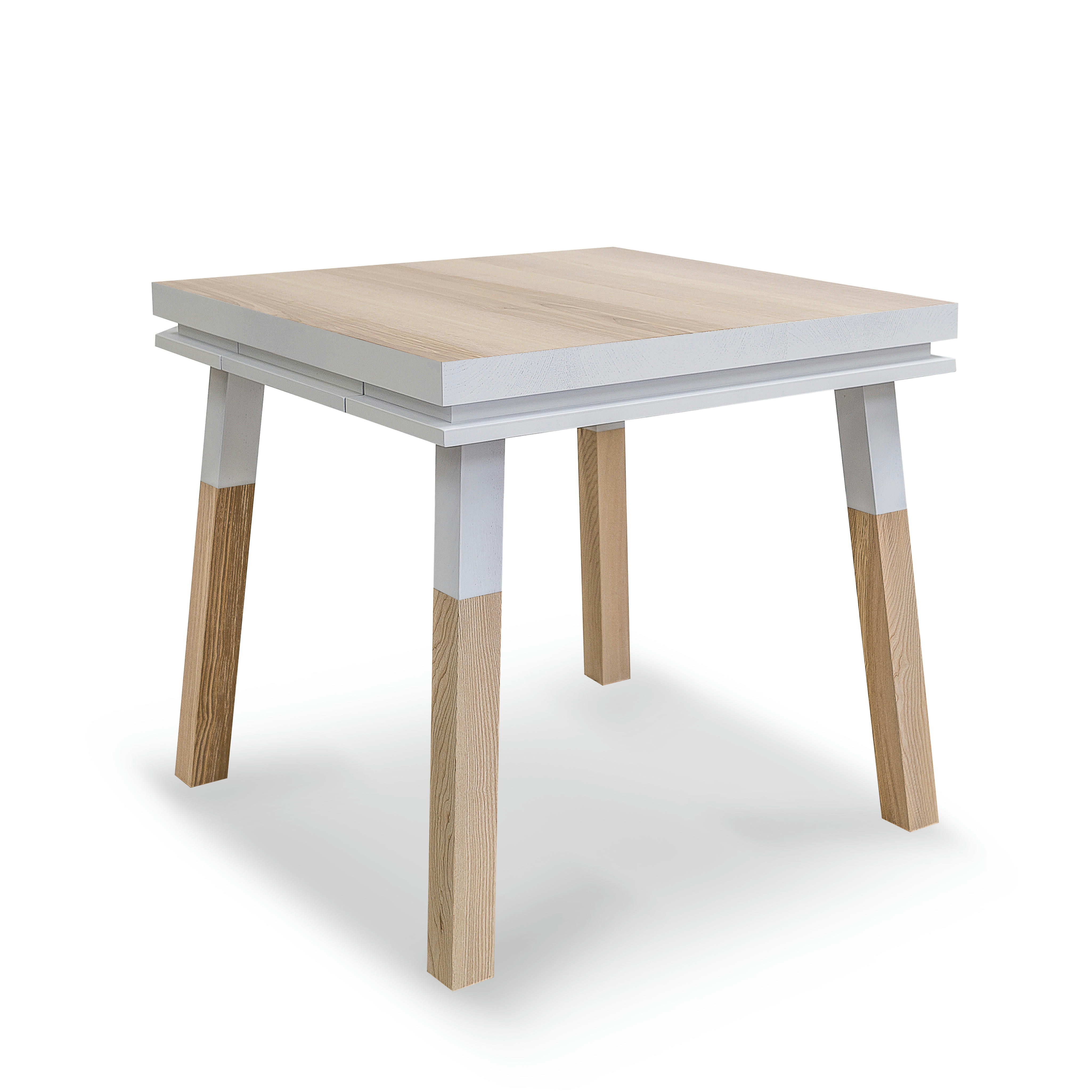 EGEE - Table de cuisine carrée avec tiroir 80 cm, 100% frêne massif