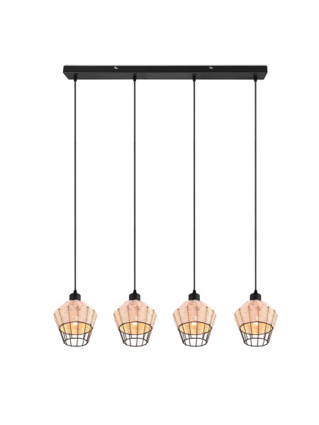 Lampa wisząca brązowo-czarna BORKA 4xE27x40W wym: 150x95x17,5 cm RL