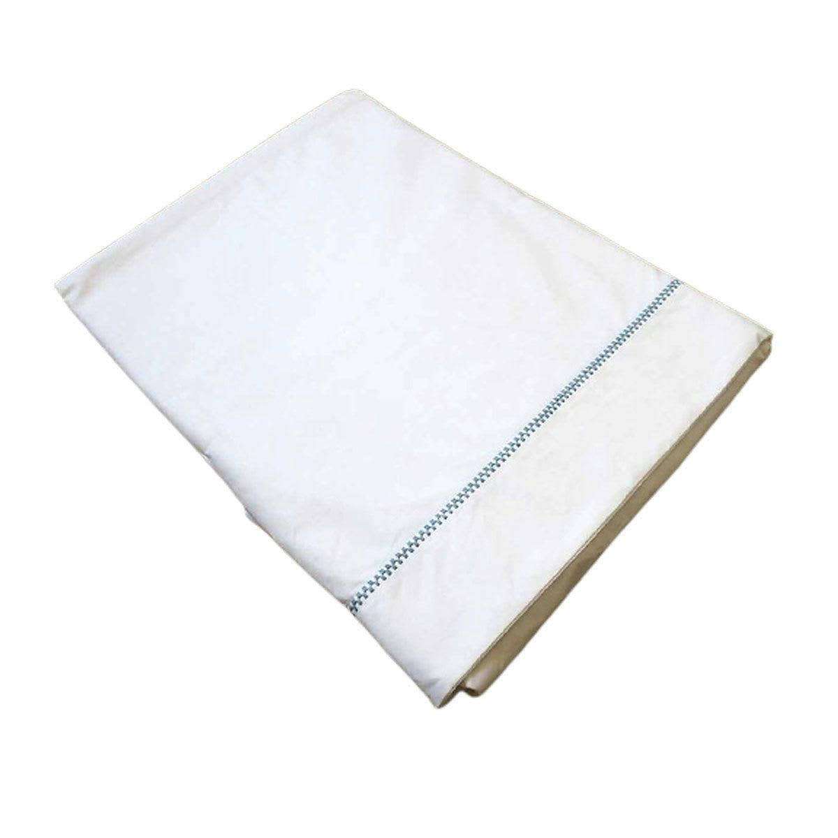 CÉLESTE - Drap plat en percale de coton blanc - 240 x 300 cm