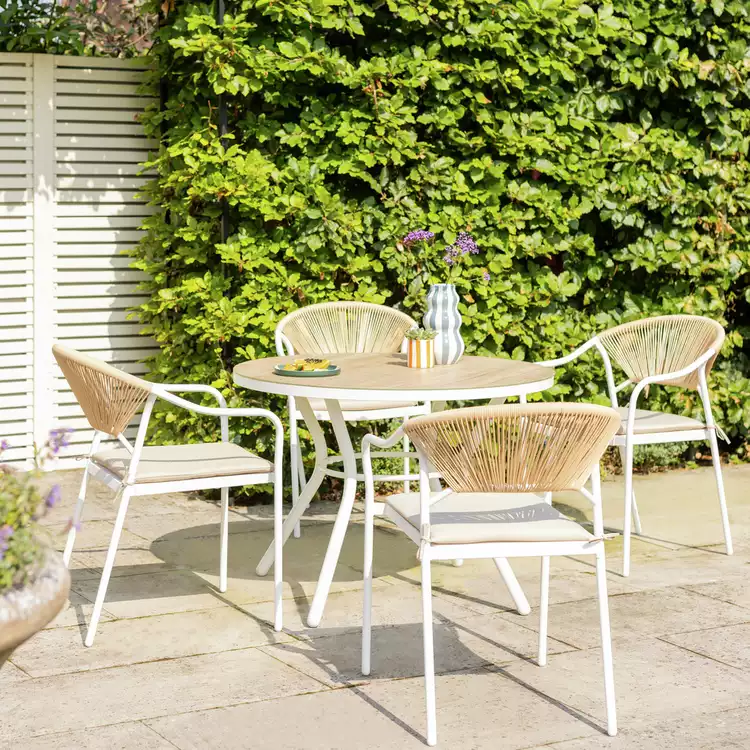 Habitat Elvas 4 Seater Metal Patio Set - Natural