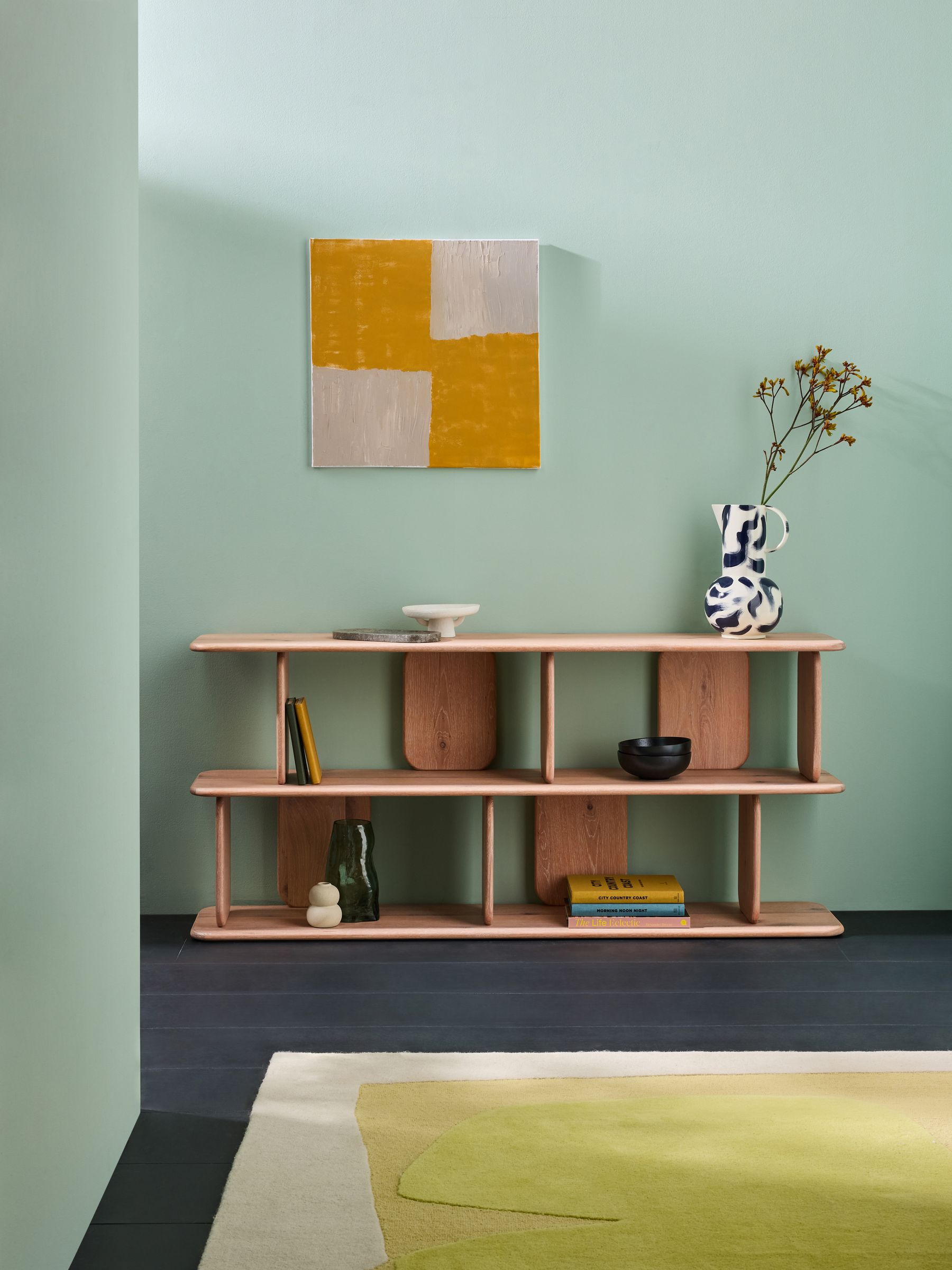 Nyla Low Shelving Unit in White Wash Oak