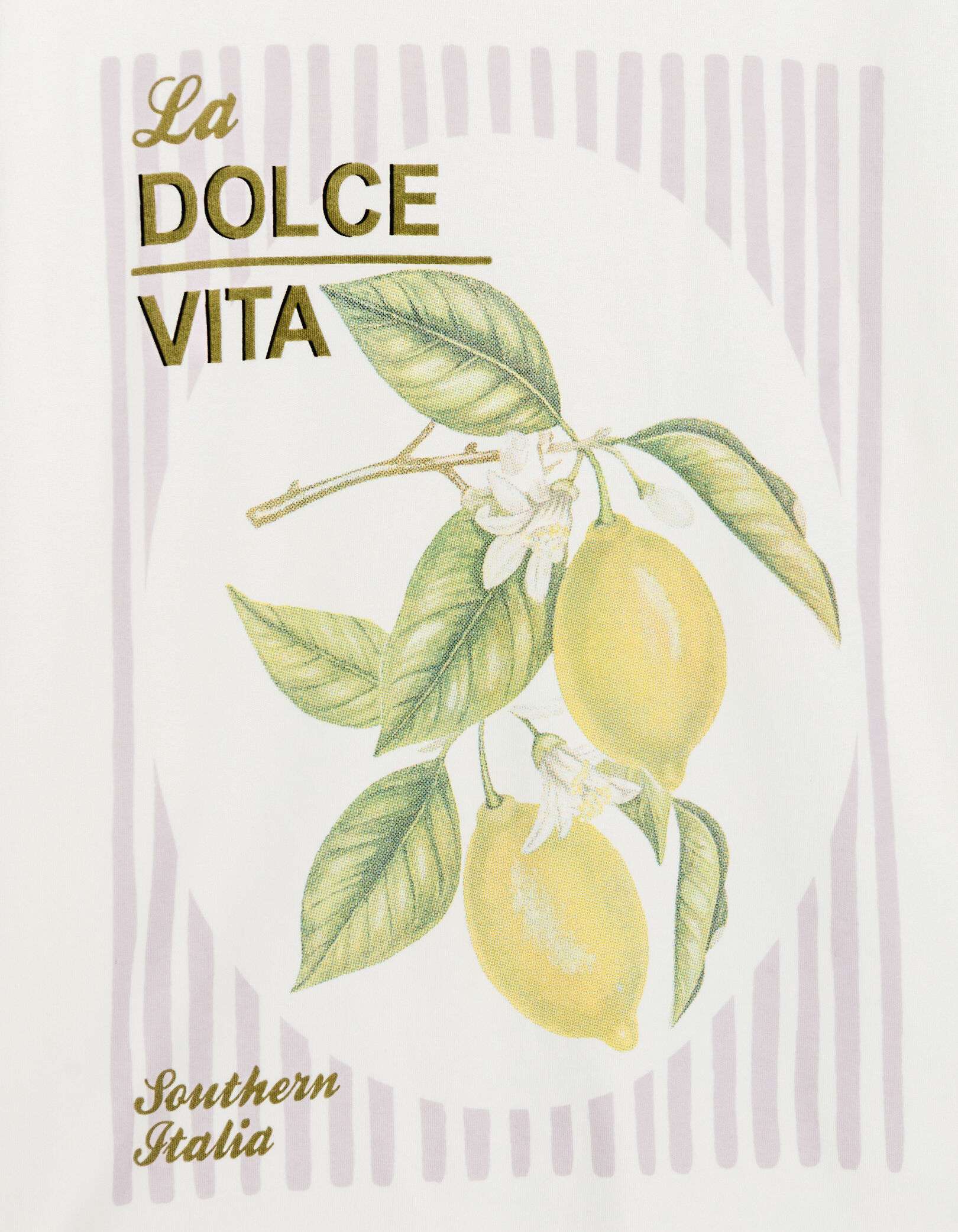 Tee-shirt col rond blanc coton bio visuel citrons Femme