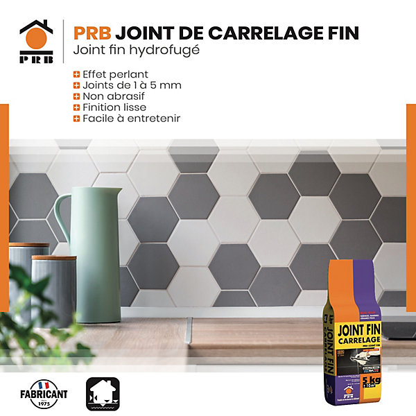 Joint de Carrelage Fin B20 Blanc 3kg - Finition Esthétique, Haute Résistance à lEau et à lAbrasion - Intérieur / Extérieur