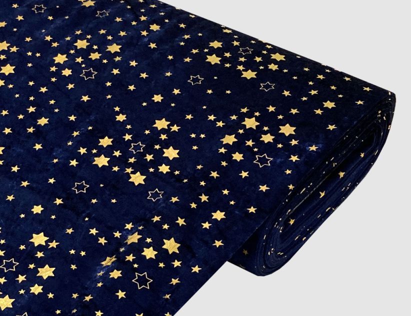Pannesamt Sterne Blau, Gold
