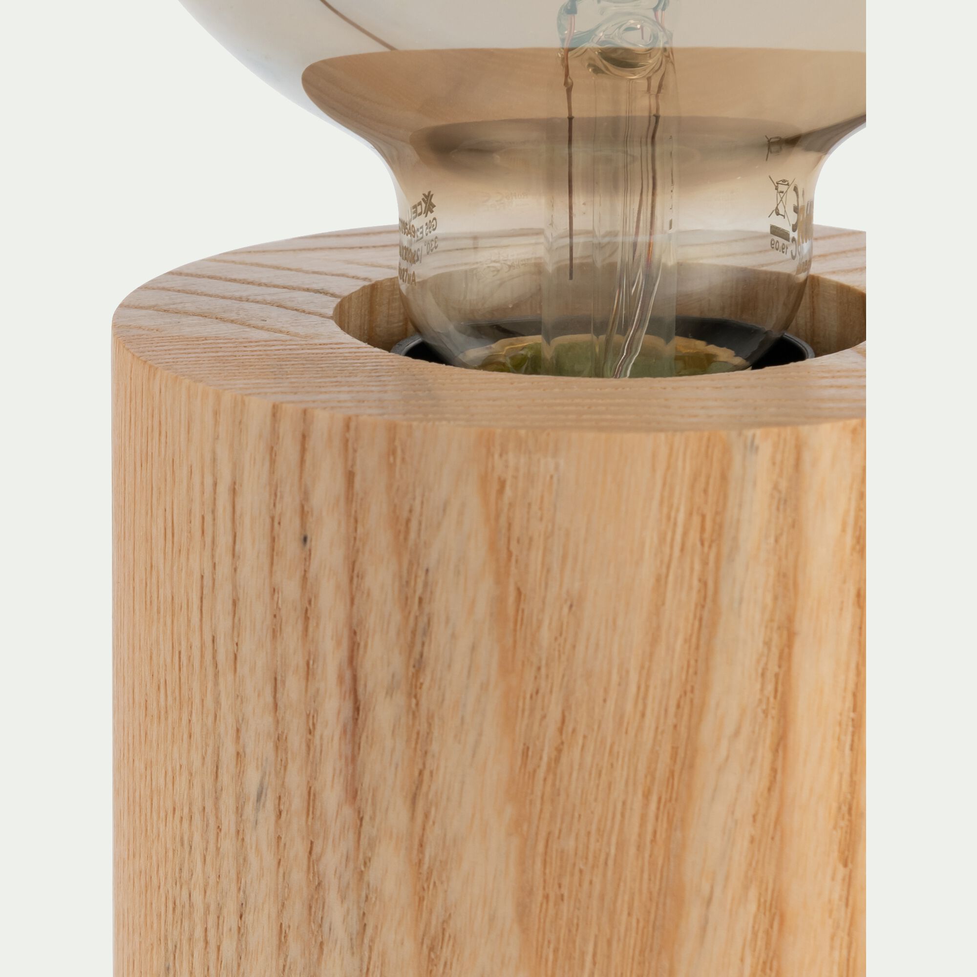TRETS - Pied de lampe électrifié en bois de chêne - bois clair H12,5cm