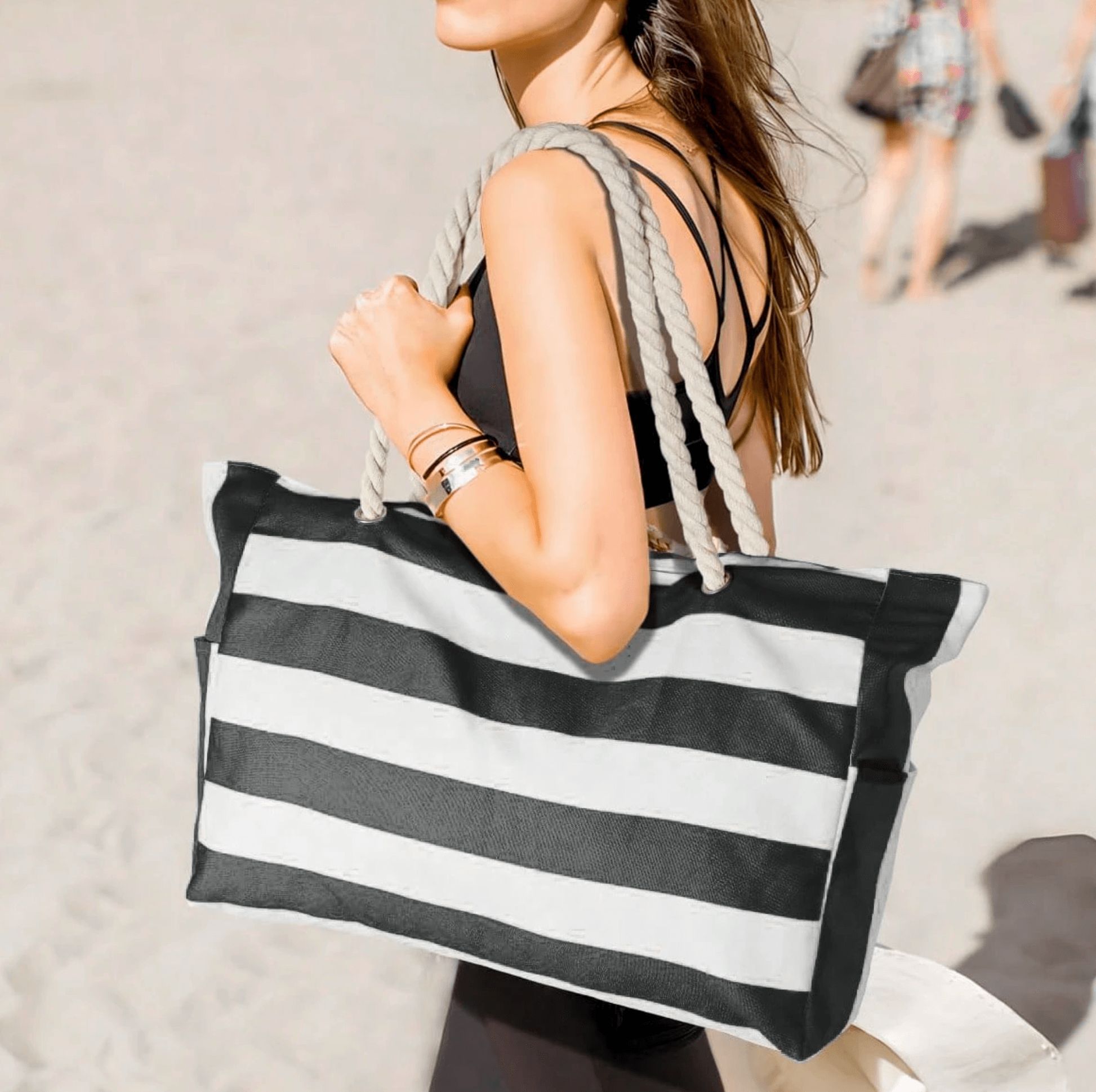 AJVANI Holiday Summer Beach Woven Bucket Beachwear Tote Bag