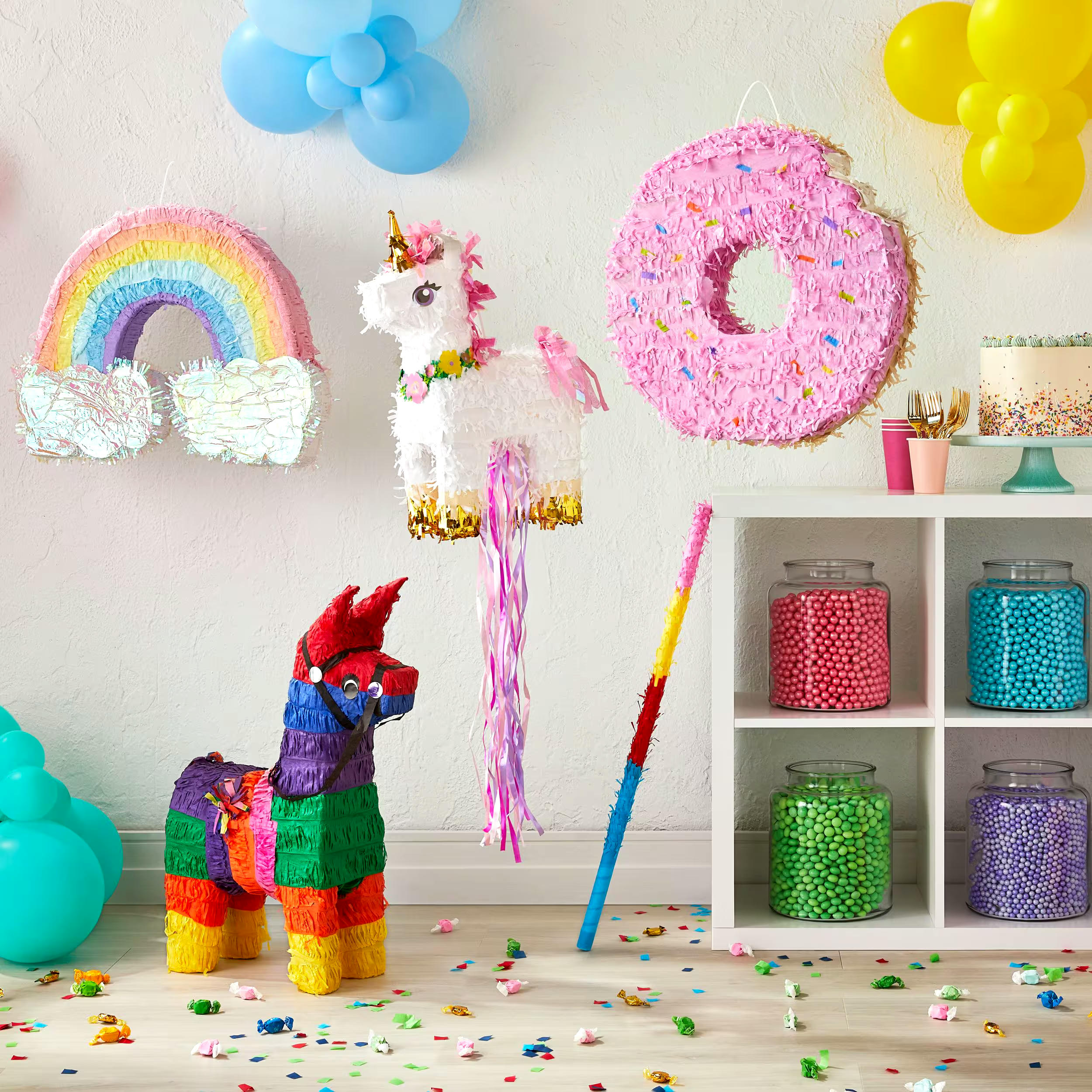 Burro Pinata Hanging Pull String Decoration, Multi-Coloured, 19-in, Holds 2lb of Pinata Filler, for Birthday/Fiesta Parties