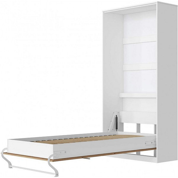 Armoire Lit escamotable Lit Rabattable Lit Mural Supérieur Vertical 90x200cm Blanc-Chêne Sauvage