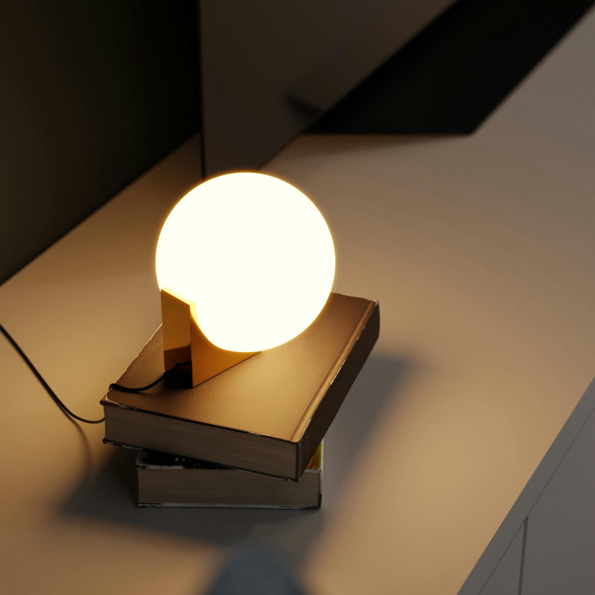 OBI - Lampe de table en verre base bronze