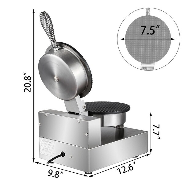 VEVOR Commercial 110v Electric Nonstick Ice Cream Waffle Cone Baker Maker Machine - 7.9 in