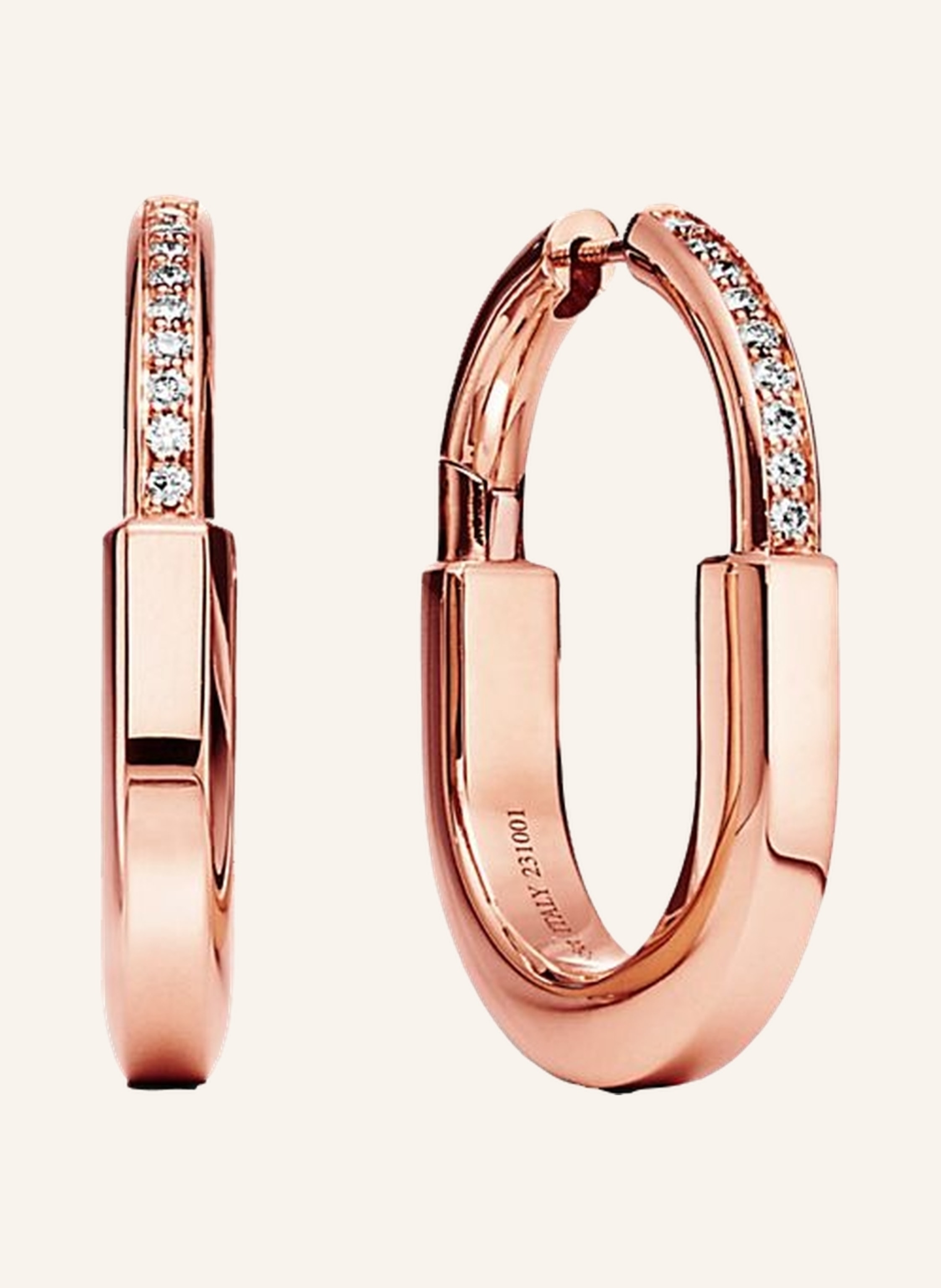 TIFFANY & Co. Creolen TIFFANY LOCK aus 18 Karat Roségold mit Diamanten im runden Brillantschliff