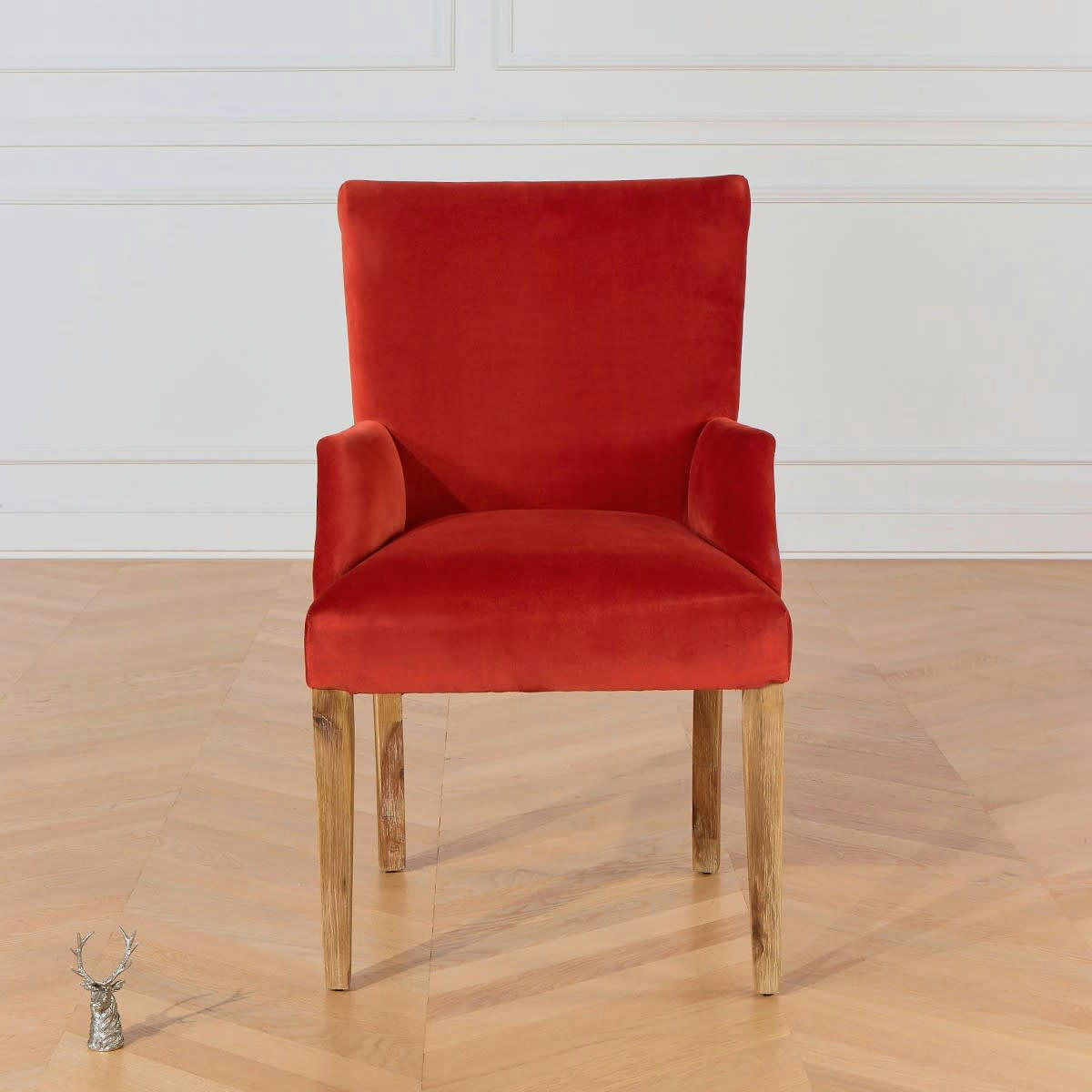 ALIX - Fauteuil de table en velours brique