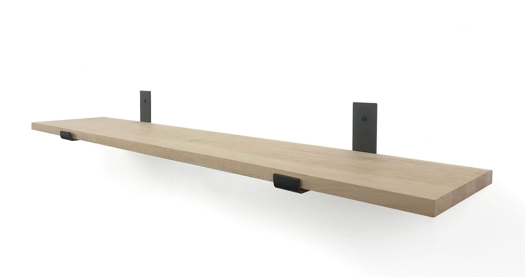 Woodbrothers Eiken 18mm wandplank recht 150x20cm + zwarte dragers