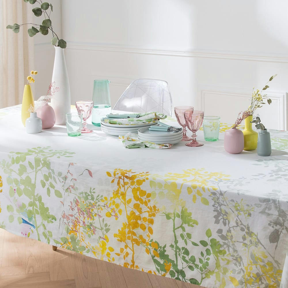 CANOPEE BLANC - Nappe  métis lin & coton multicolore 155x260