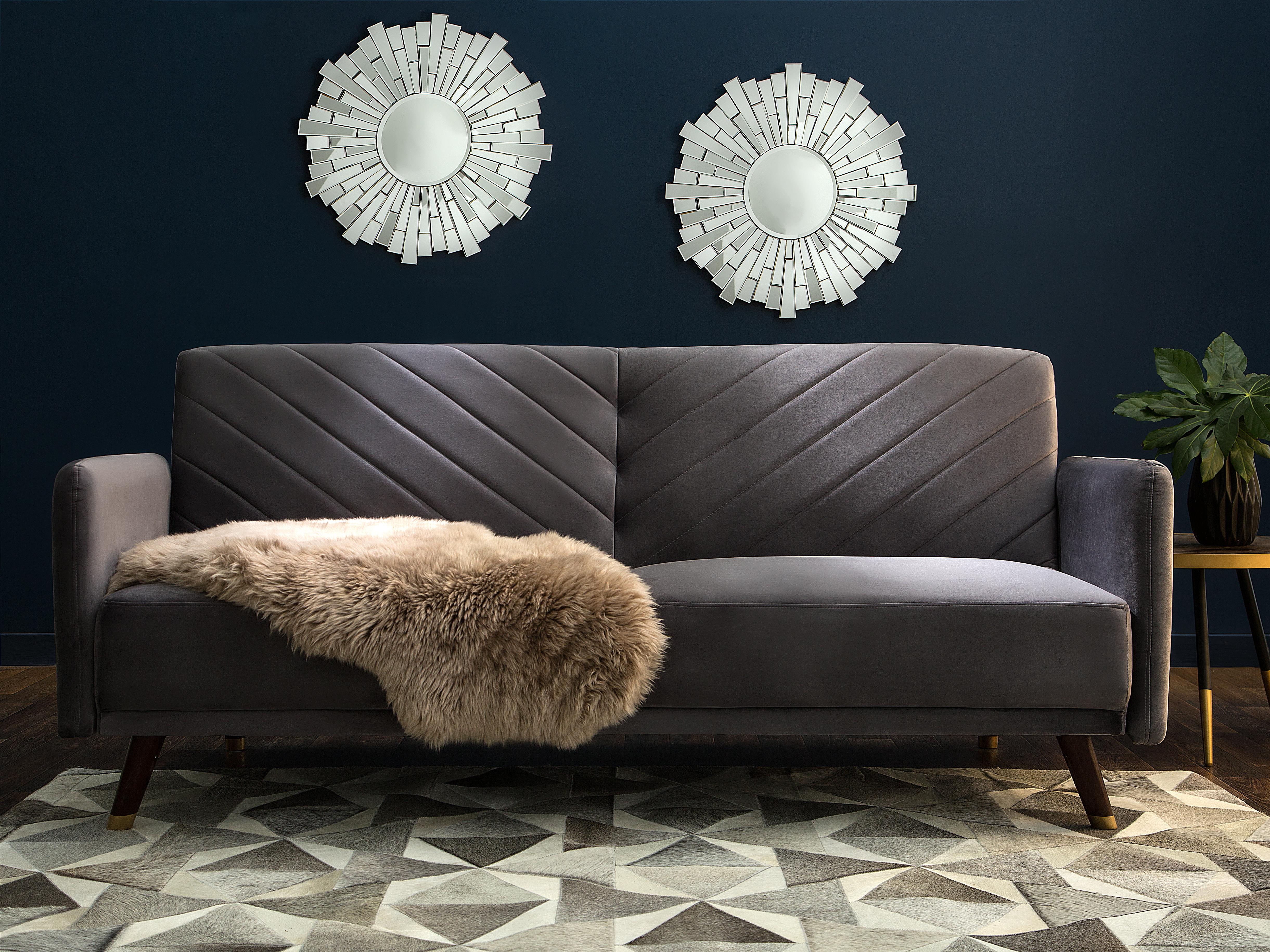 Sofa Bed 3 Seater SENJA Velvet Grey