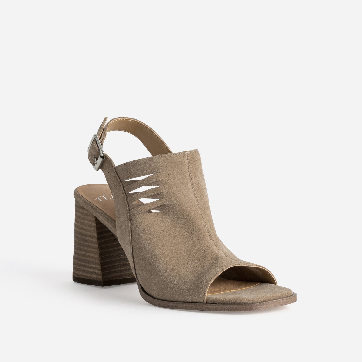 Sandale TEXTO taupe cuir velours open-toe