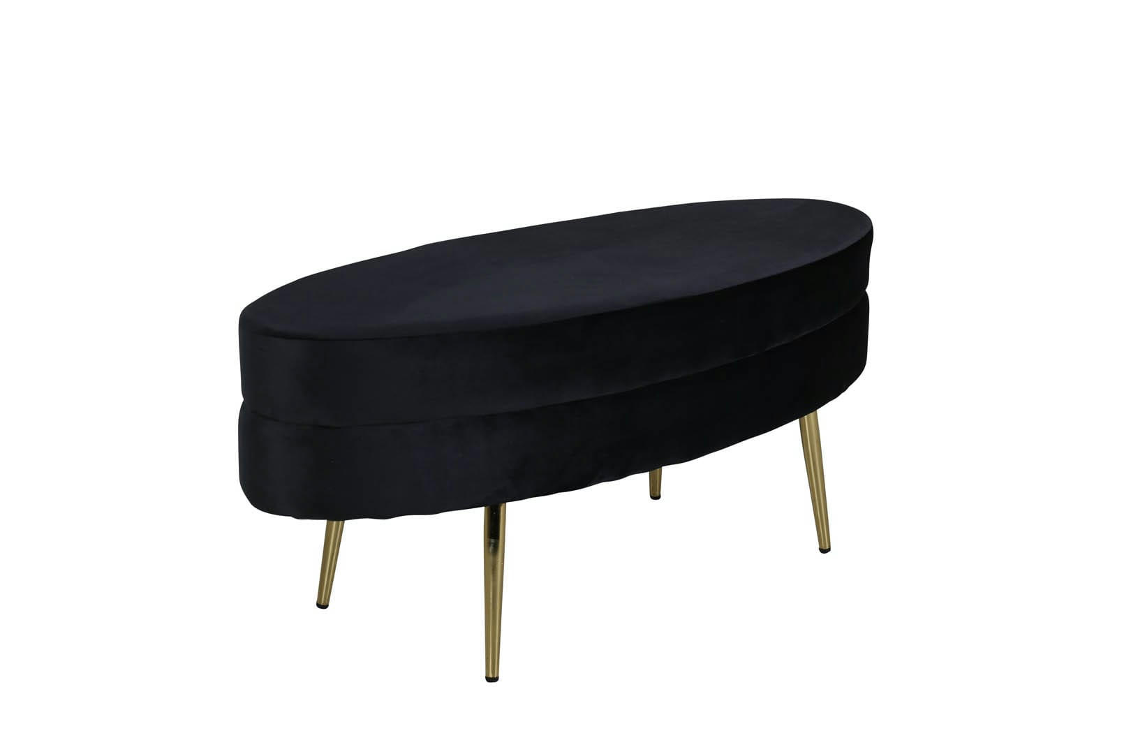 LOSTO - Banc contemporain forme ovale en velours noir