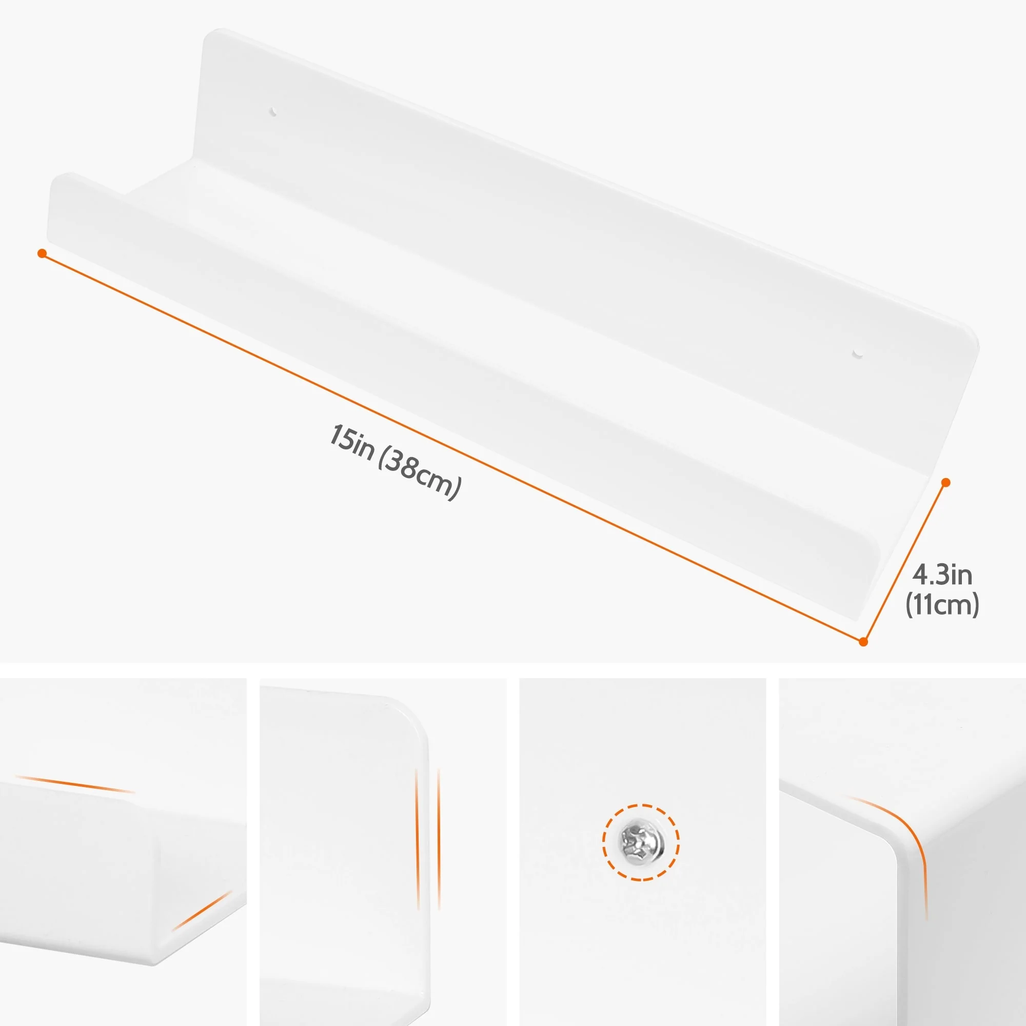 Acrylic Floating Shelves for Wall, Acrylic Shelves for Bathroom Bedroom Living Room and Kitchen Room Wall Display Shelf White