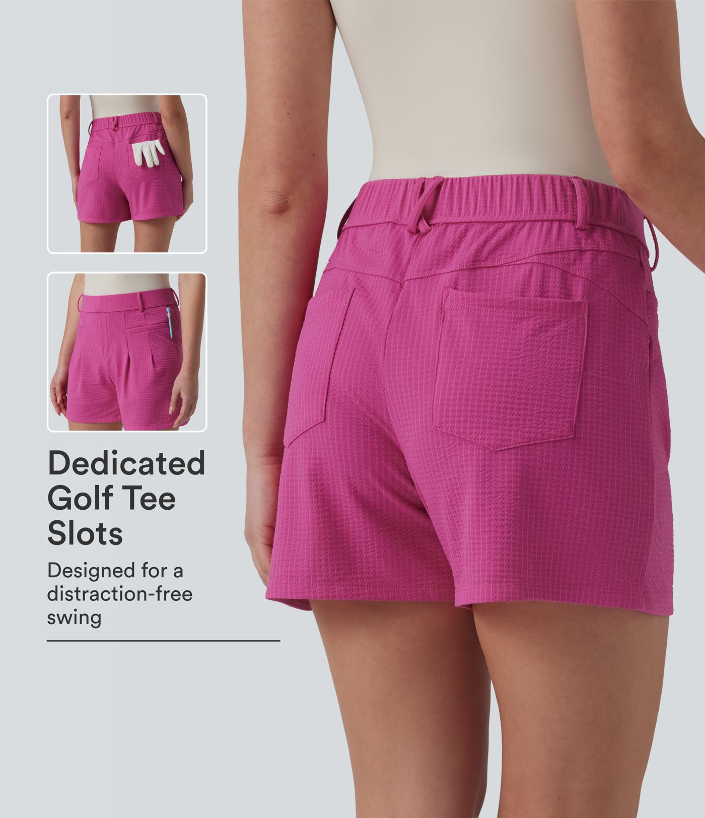 Short de golf taille haute à séchage rapide avec poches – UPF 40