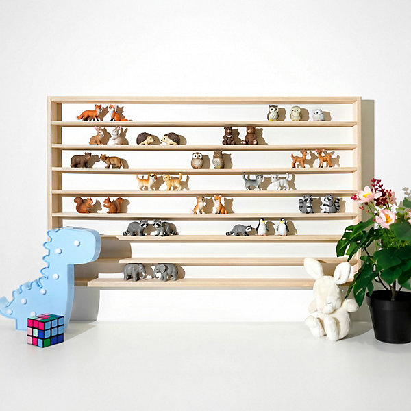 Creative Deco Vitrine Murale Bois Figurines Soldats - 8 Rangées - 79 x 47 x 5,5 cm - Horizontale