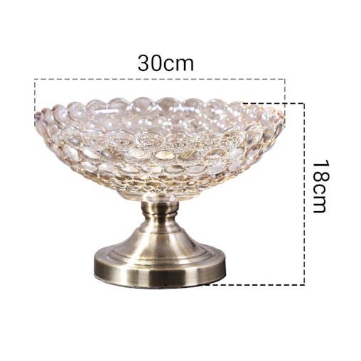 SOGA Bronze Pedestal Crystal Glass Fruit Bowl Candy Holder Countertop Dessert Serving Basket Decor
