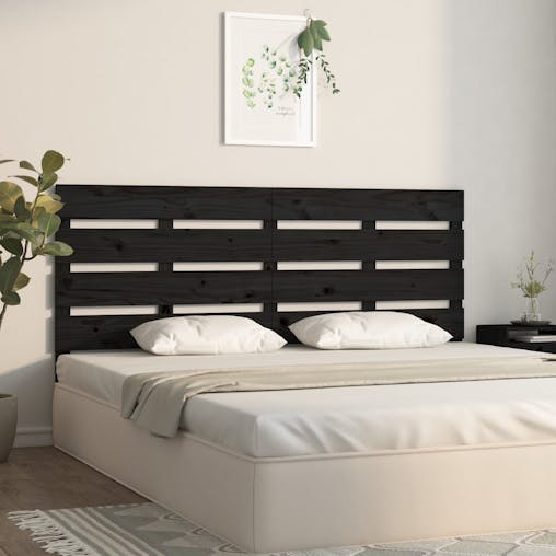 NNEVL Headboard Black 180x3x80 cm Solid Wood Pine