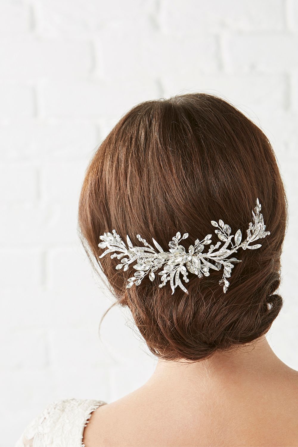 Jon Richard Penelope Occasion Crystal Beaded Sprig Leaf Wreath Comb - Gift Pouch