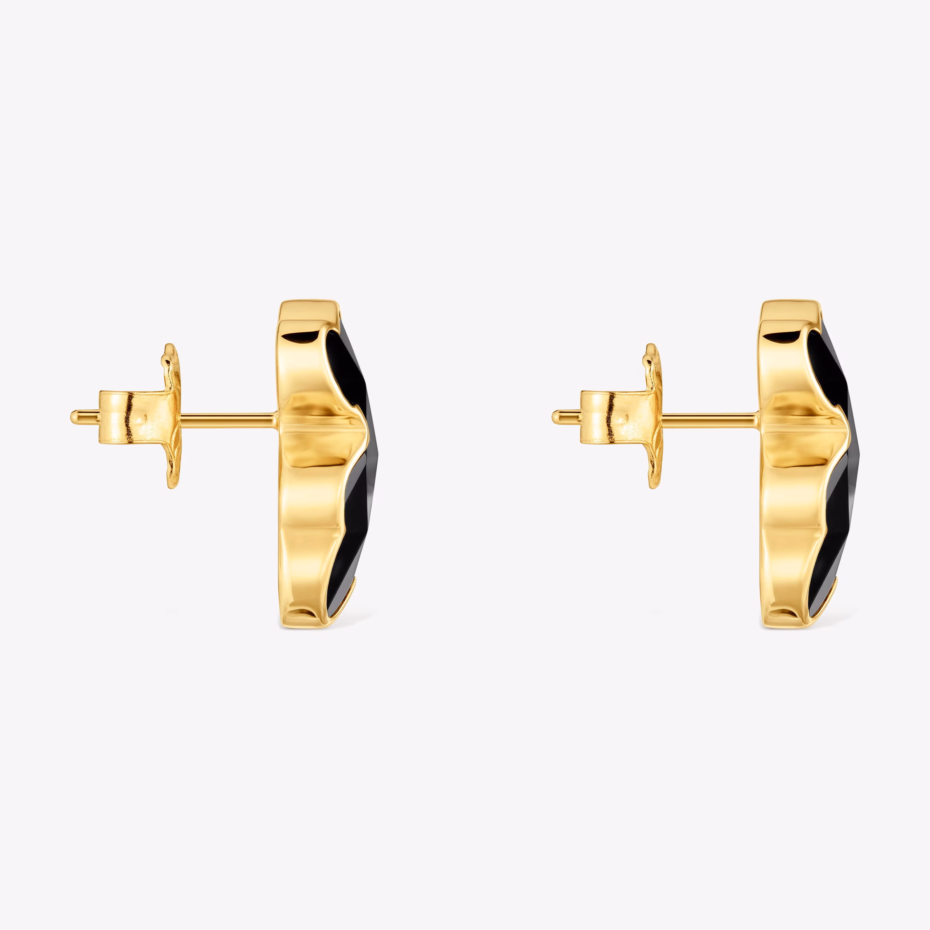 Pendientes oso con baño de oro 18 kt sobre plata y ónix 16 mm Icon Color