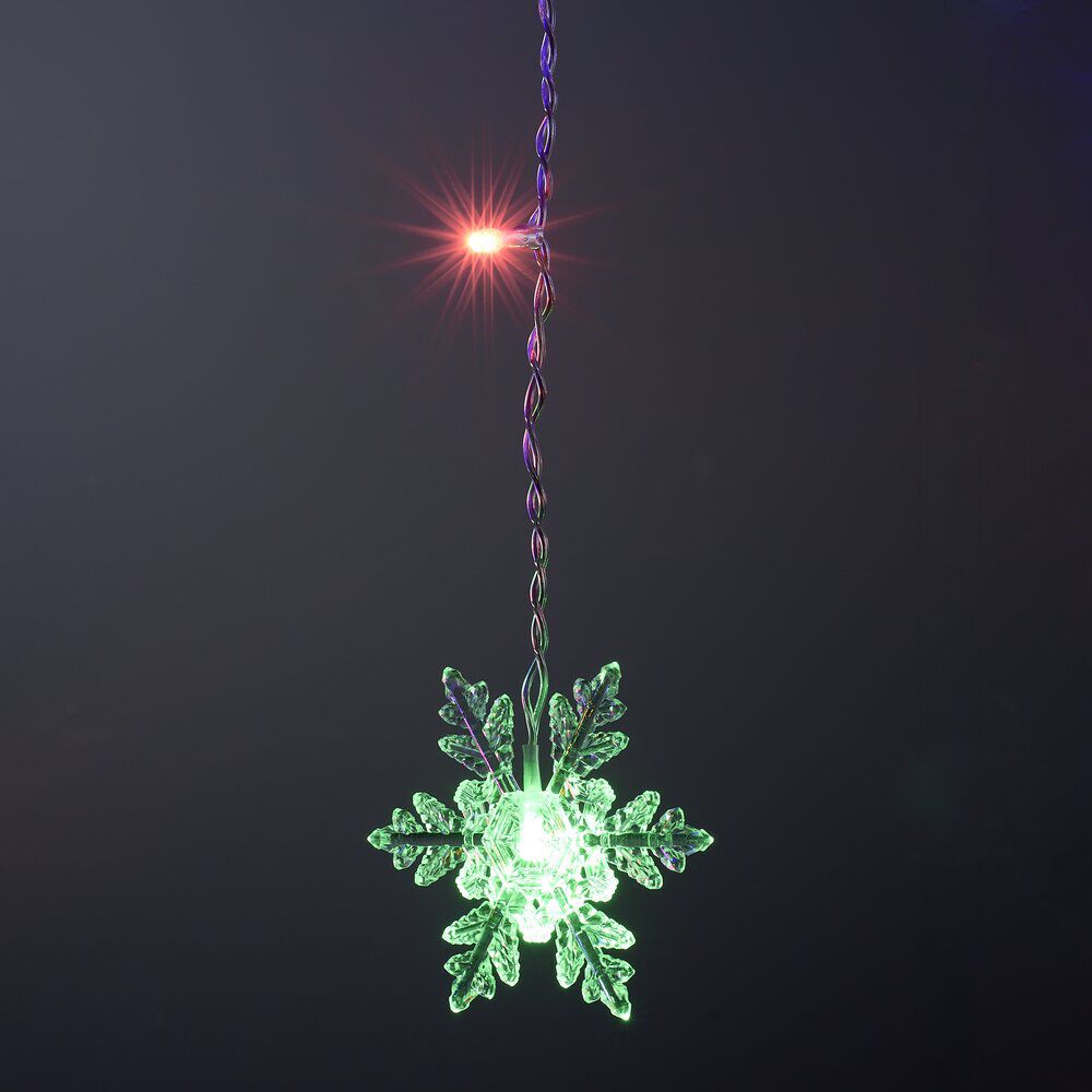Guirlande de No&euml;l lumineuse 90LED rideau flocon multicolore L665cm
