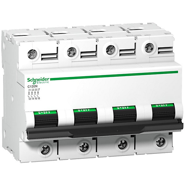 A9n18375 Schneider C120n Disjoncteur Tétrapolaire Schneider 100 A - 4p - Courbe C - 10ka - à Vis