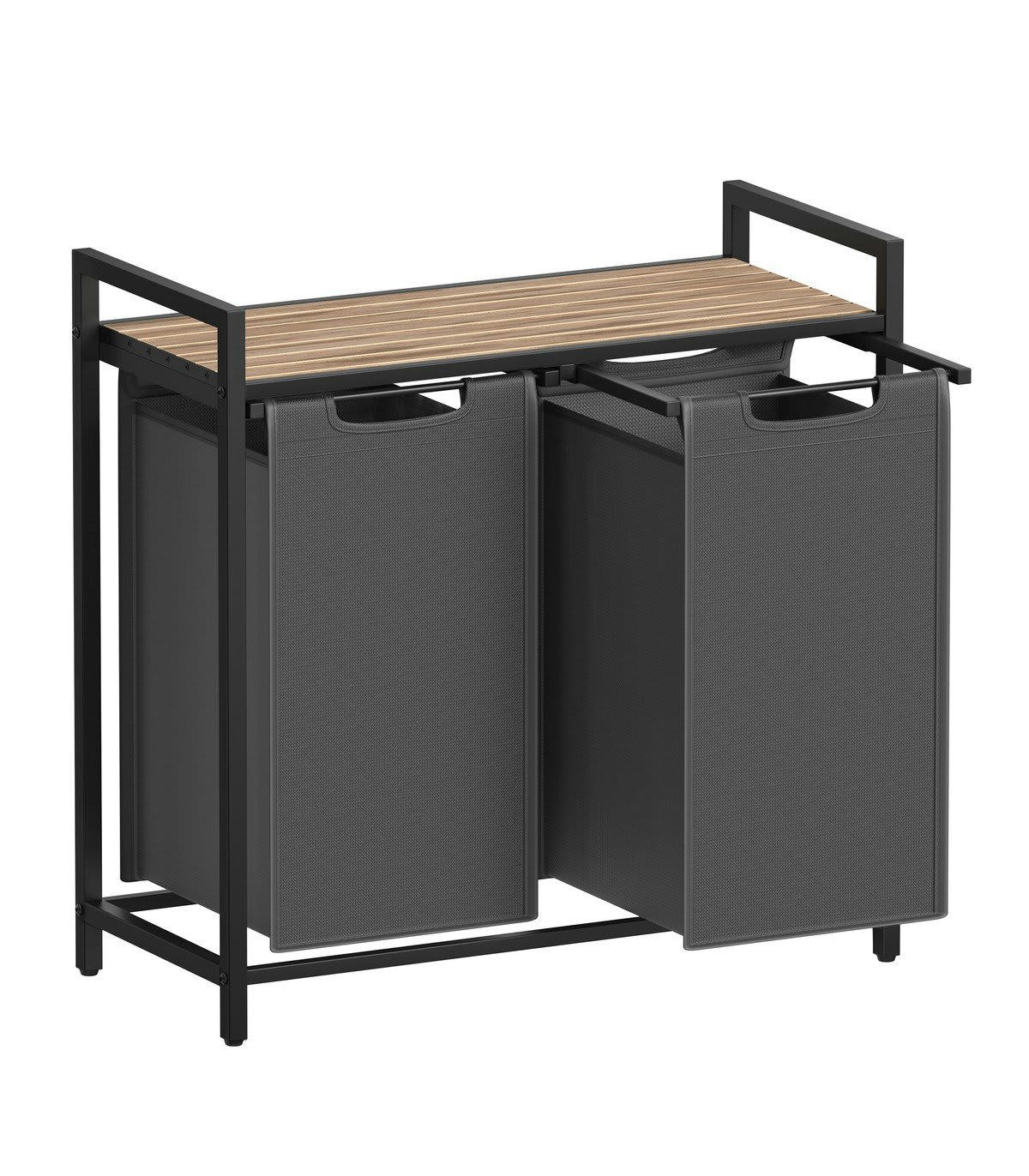 - Panier à linge 2 compartiments gris anthracite - L72 cm