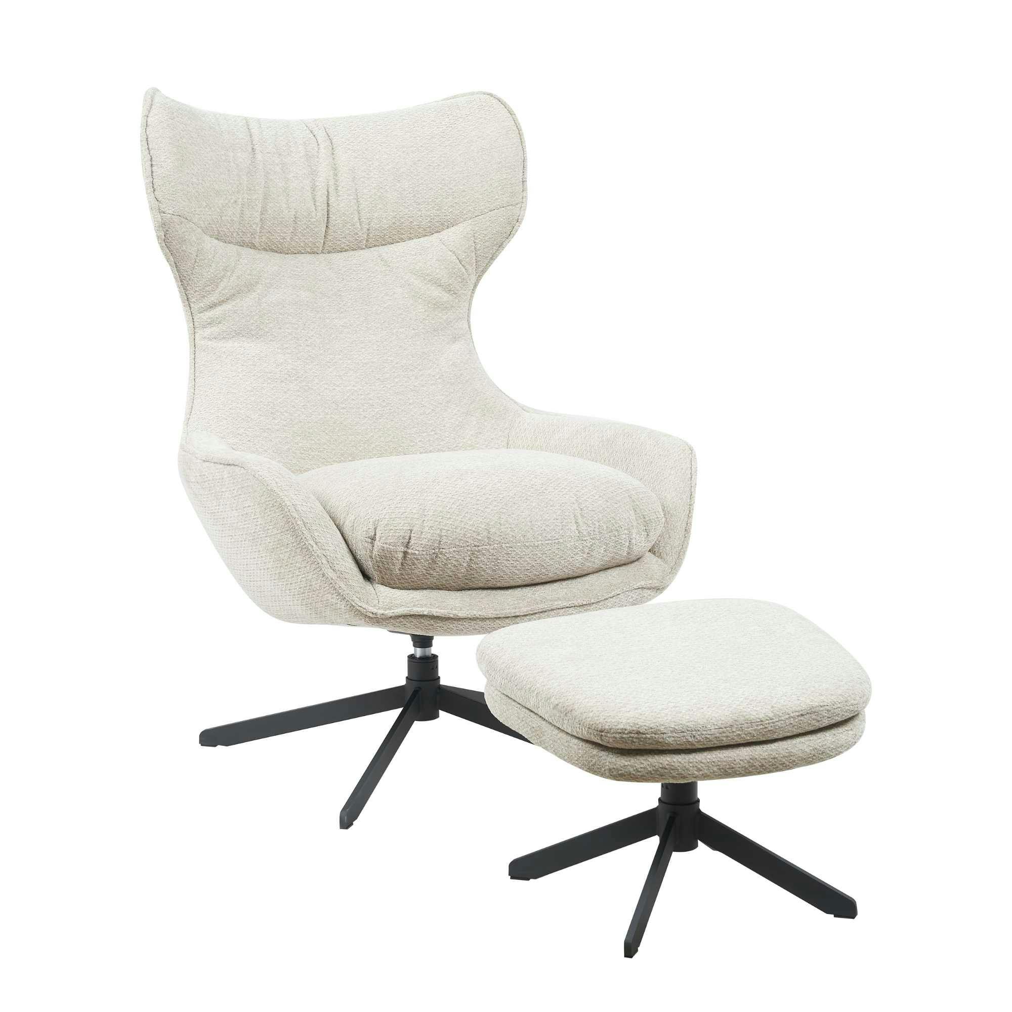 Fauteuil pivotant taupe avec repose-pieds BELORA