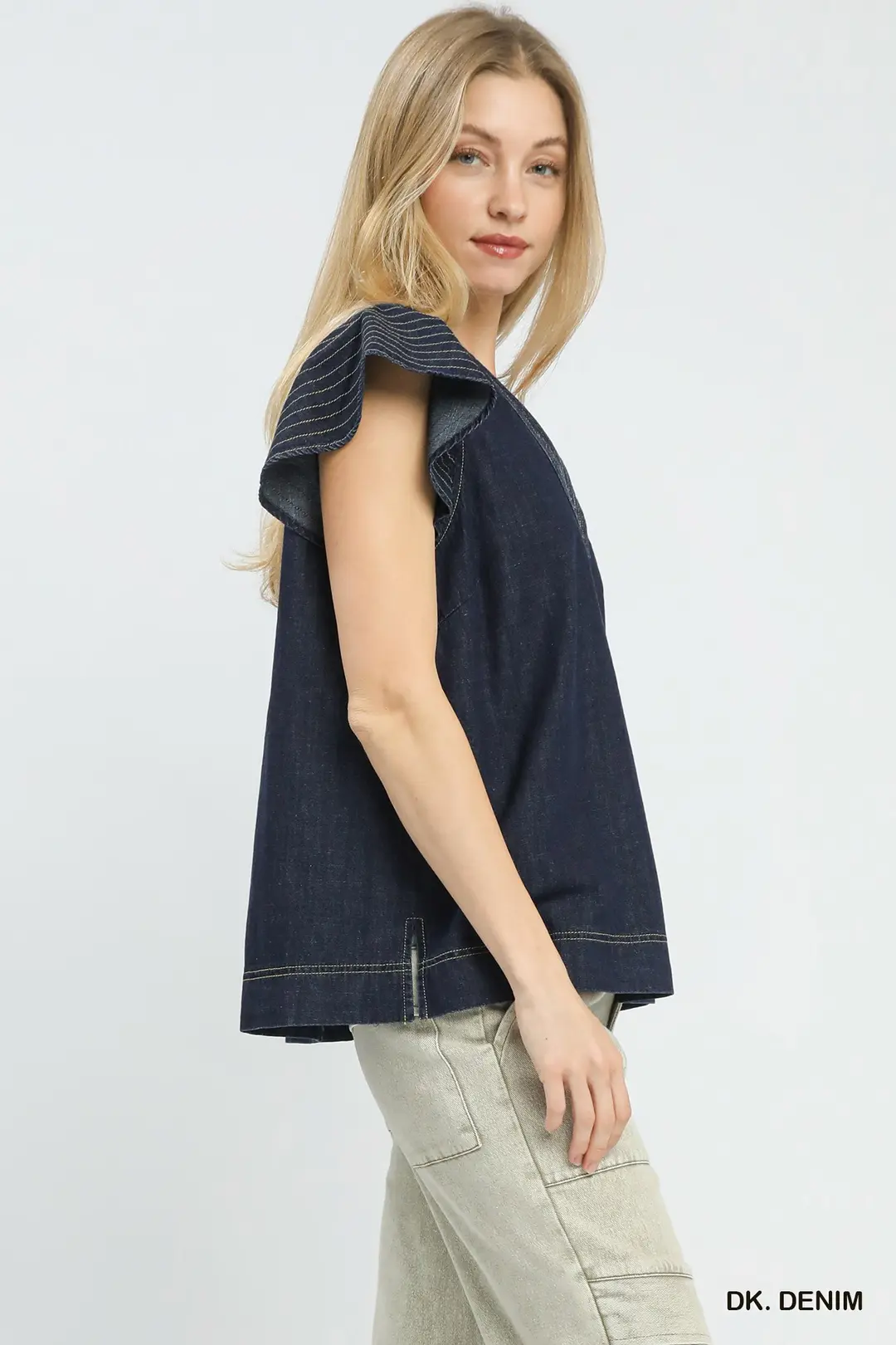 Cap Sleeve Denim Top