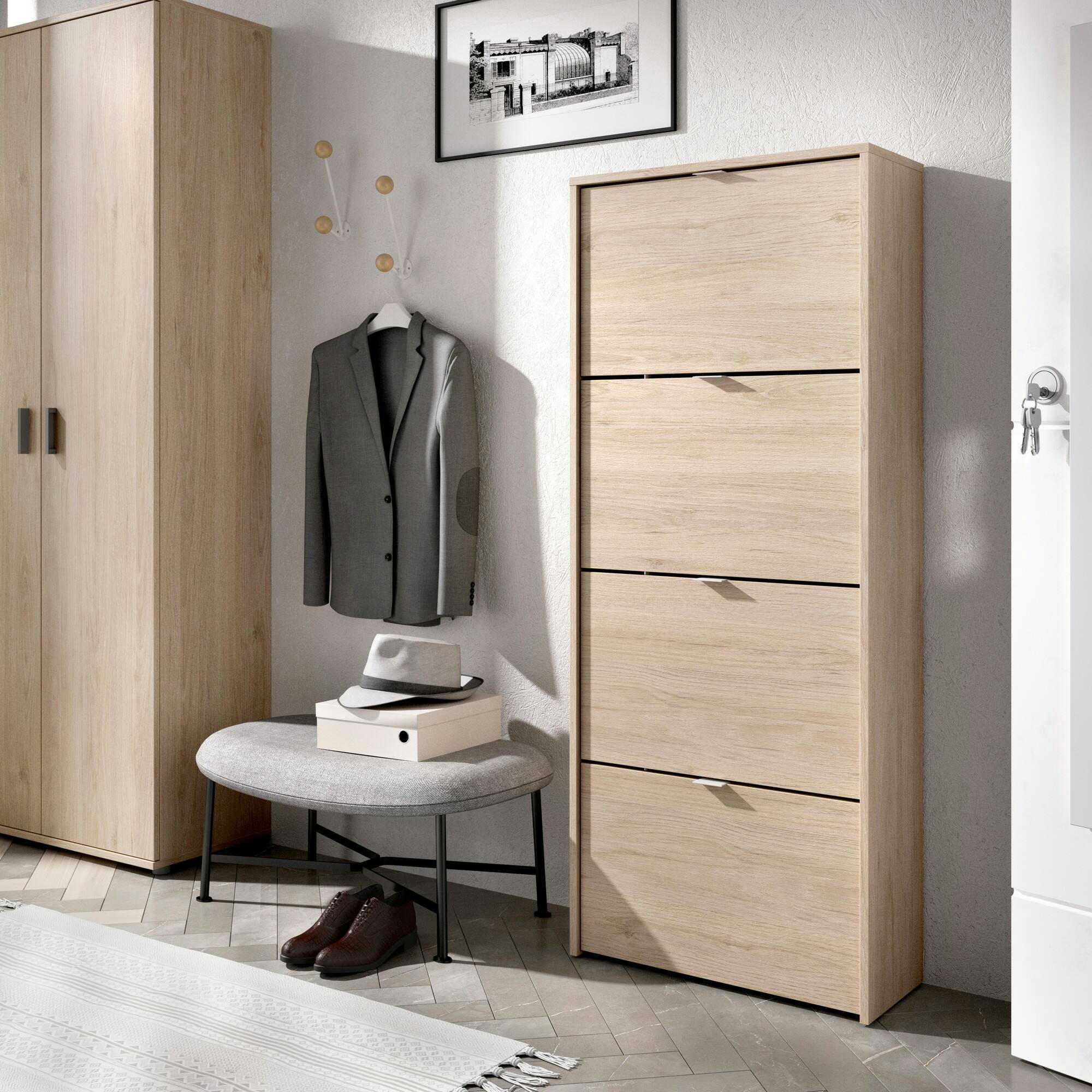 DMURIE - Meuble à chaussures effet bois chêne