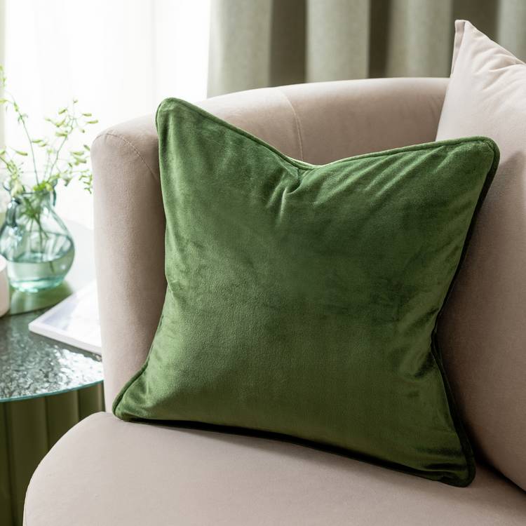 Habitat Velvet Cushion Cover - 2 Pack - Moss Green - 43x43cm