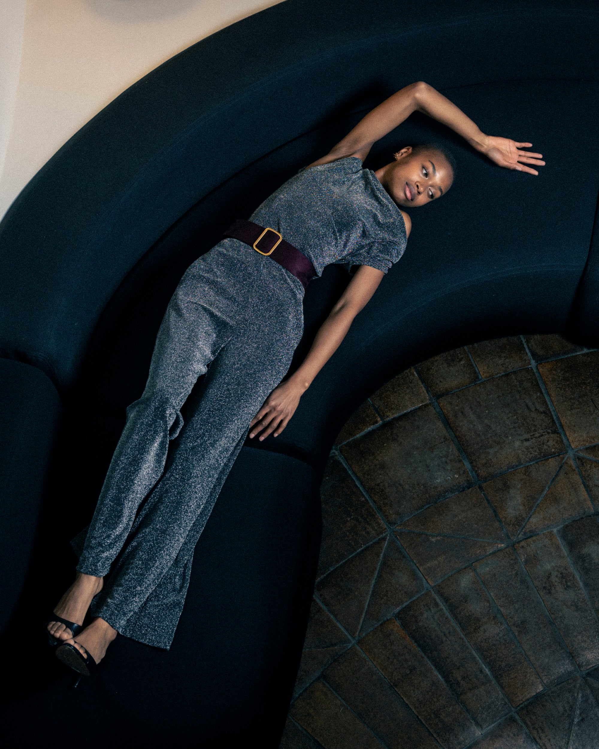 Pantalon large en lurex argent Truth
