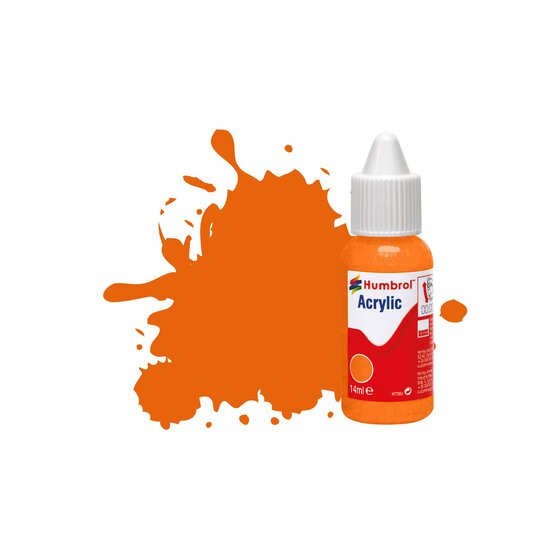 Humbrol 18 Orange Gloss Acrylic Paint Dropper 14ml