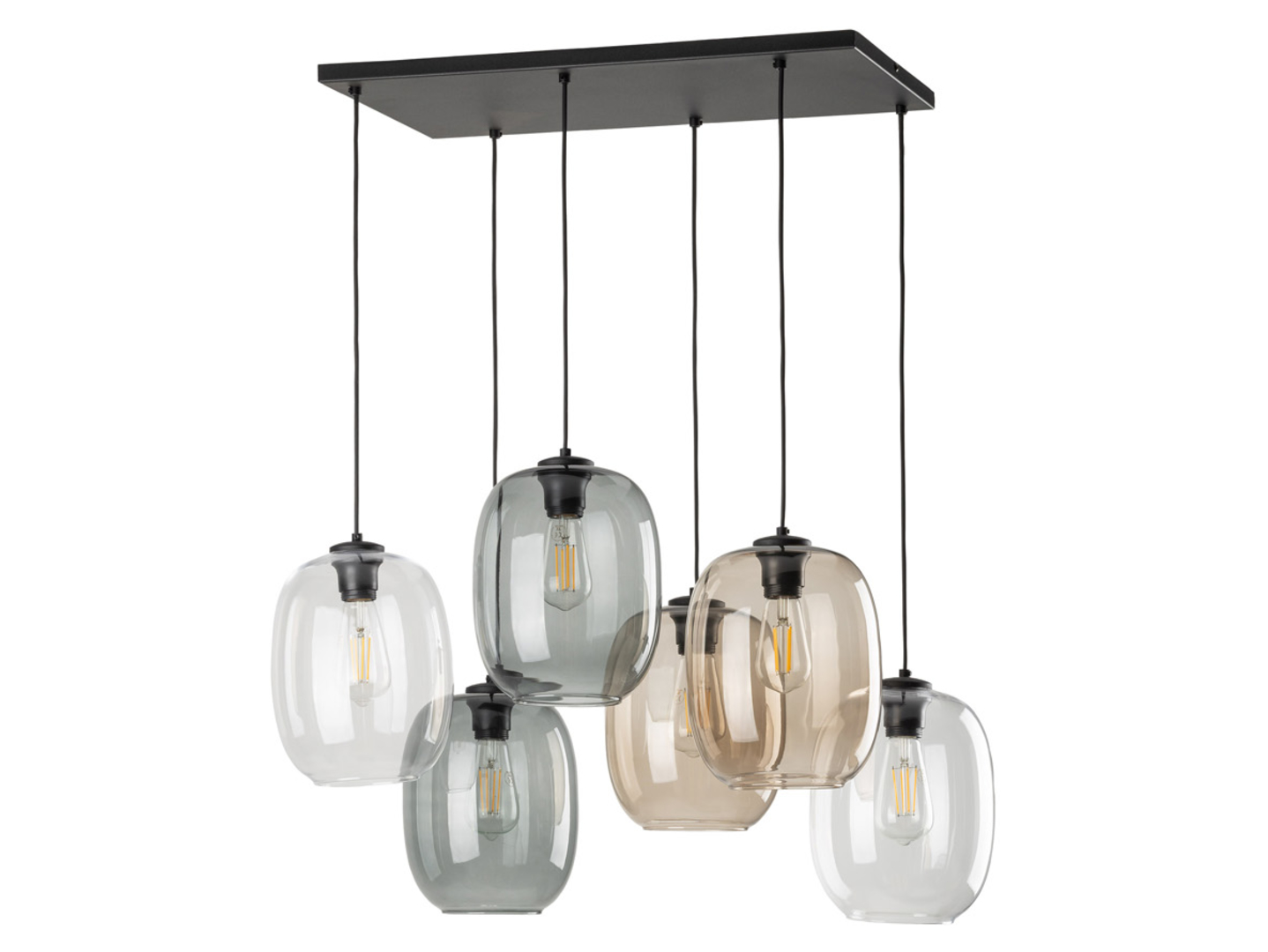 Lampa wisząca Elio 6-punktowa szklana czarna
