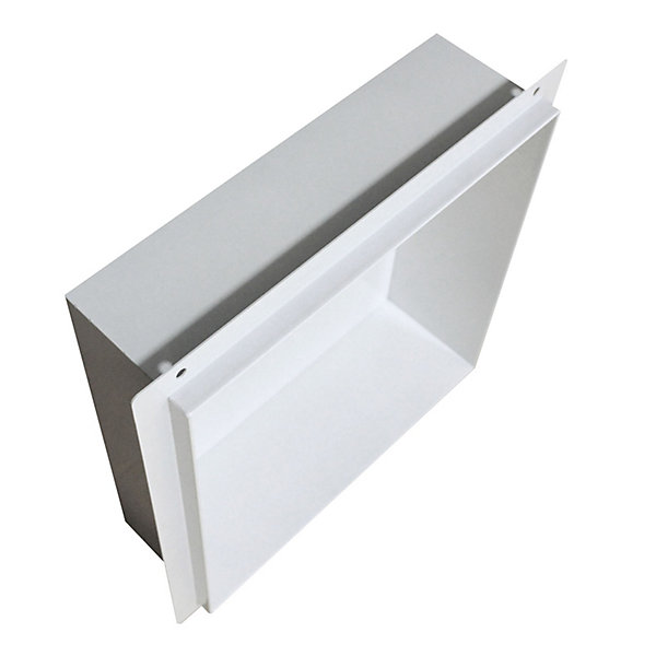 Niche murale de douche, étagère encastrable douche acier inox, sans rebord - 30x30x10cm - BS303010 Blanc