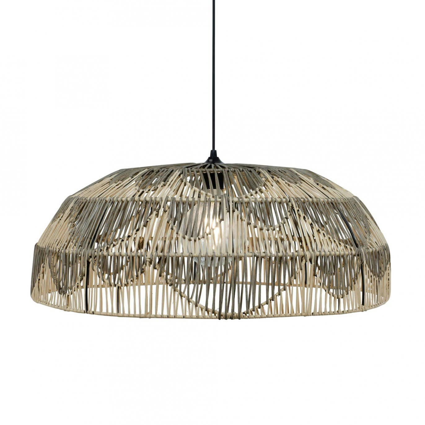 ALPA - Suspension en métal et rotin naturel et gris