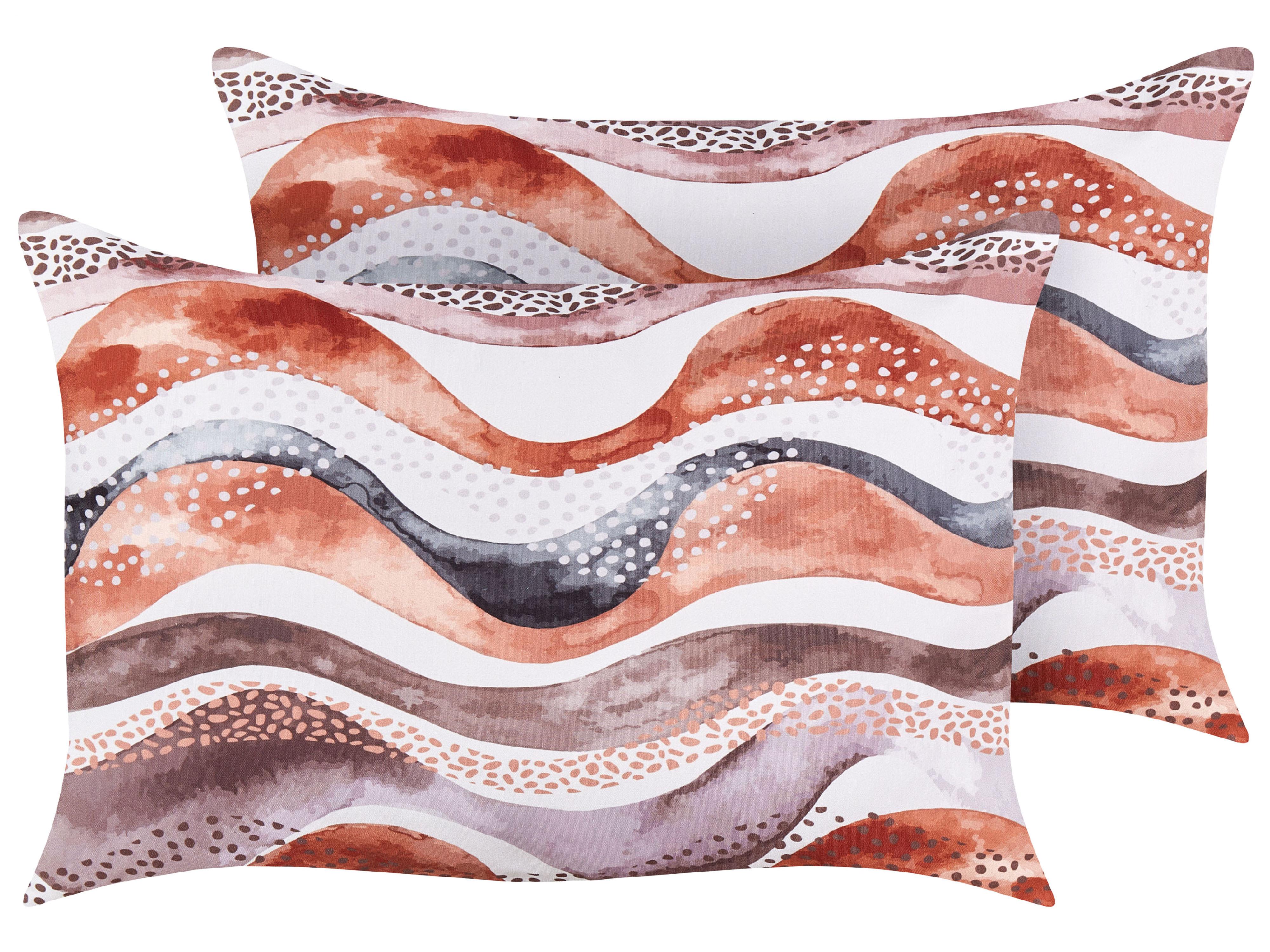 Set of 2 Outdoor Cushions SEBORGA Abstract Pattern 40 x 60 cm Brown