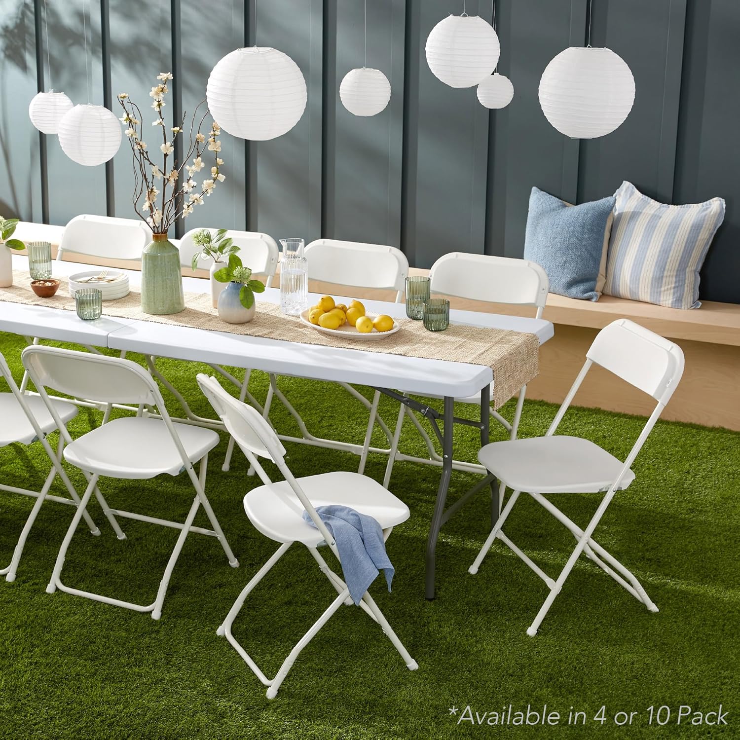Best Choice Products Set of 10 Plastic Folding Chairs, Portable Stacking Indoor Outdoor Seating for Home, Yard, Garden, Parties, Events w/Non-Slip Feet, 350lb Weight Capacity - White