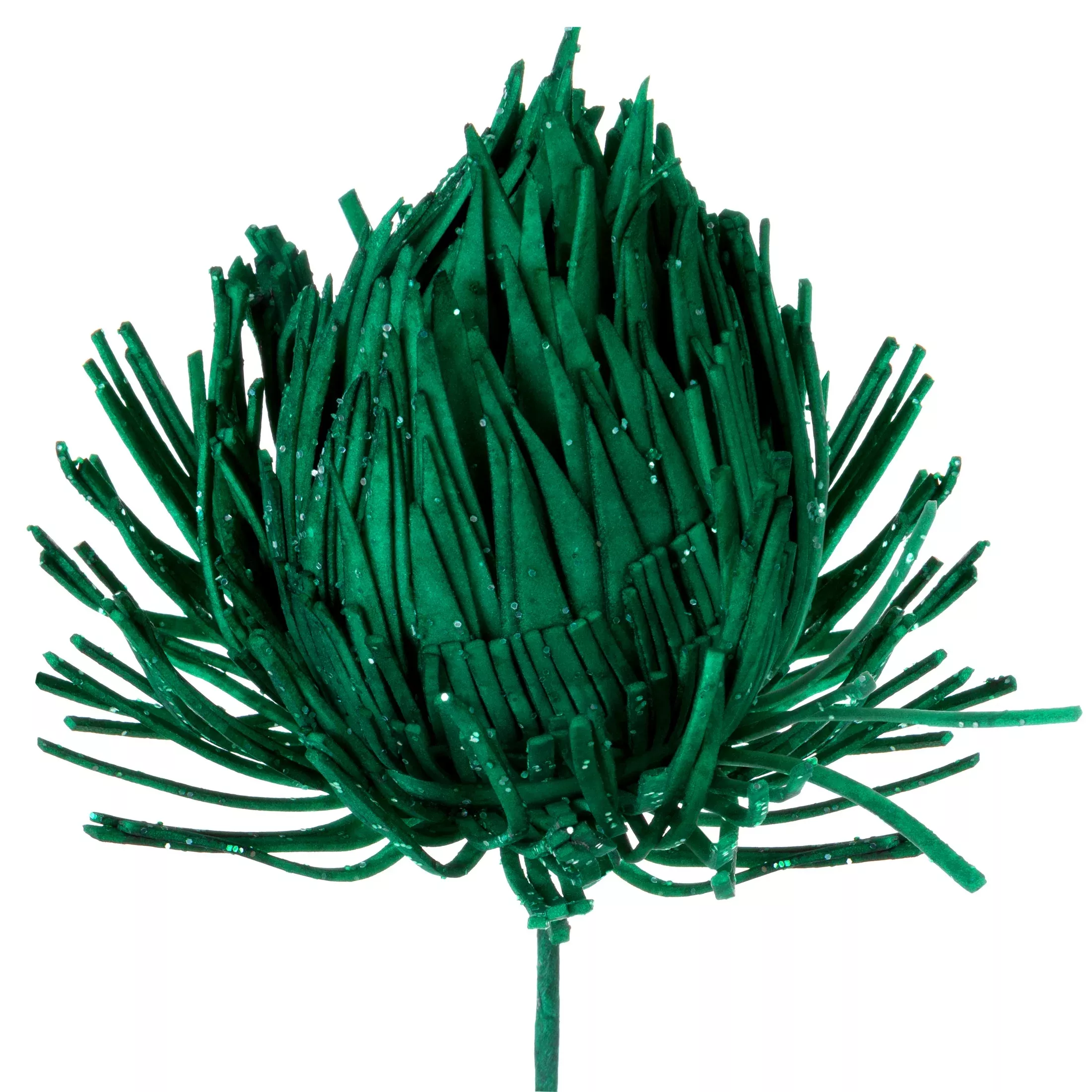 Kwiat sztuczny turkusowy obsypany brokatem z pianki foamiran 55 cm