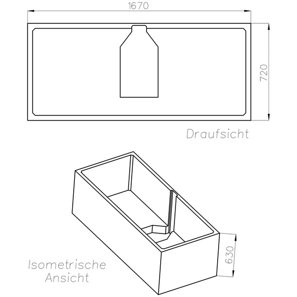 Wannenträger »Cubic«, BxHxL: 72 x 63 x 167 cm, weiß