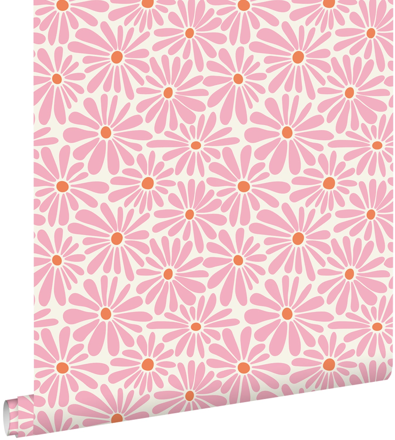 ESTAhome behang madeliefjes roze en oranje - 53 cm x 10.05 m - 131149