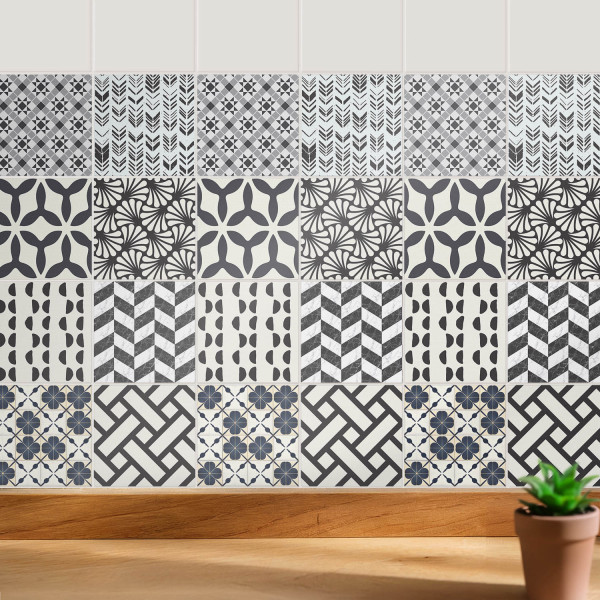 Naklejki na kafelki 10x10 cm Graficzne motywy geometryczne 24 szt.
